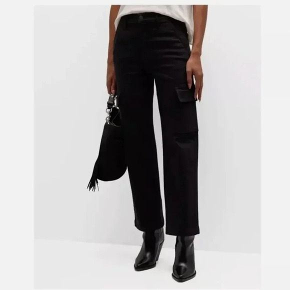 NWT MOTHER The Straight Up Rambler Cargo Skimp Jeans in Pitch Black Size 32 - Picture 4 of 16